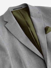 Light Grey Slim Fit Textured Wool Suit Jacket - Image 8 of 10