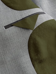 Light Grey Slim Fit Textured Wool Suit Jacket - Image 9 of 10