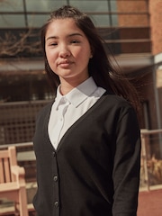 Black Cotton Rich Longer Length V Neck School Cardigan (3-18yrs) - Image 1 of 7