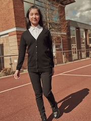 Black Cotton Rich Longer Length V Neck School Cardigan (3-18yrs) - Image 2 of 7