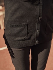 Black Cotton Rich Longer Length V Neck School Cardigan (3-18yrs) - Image 5 of 7