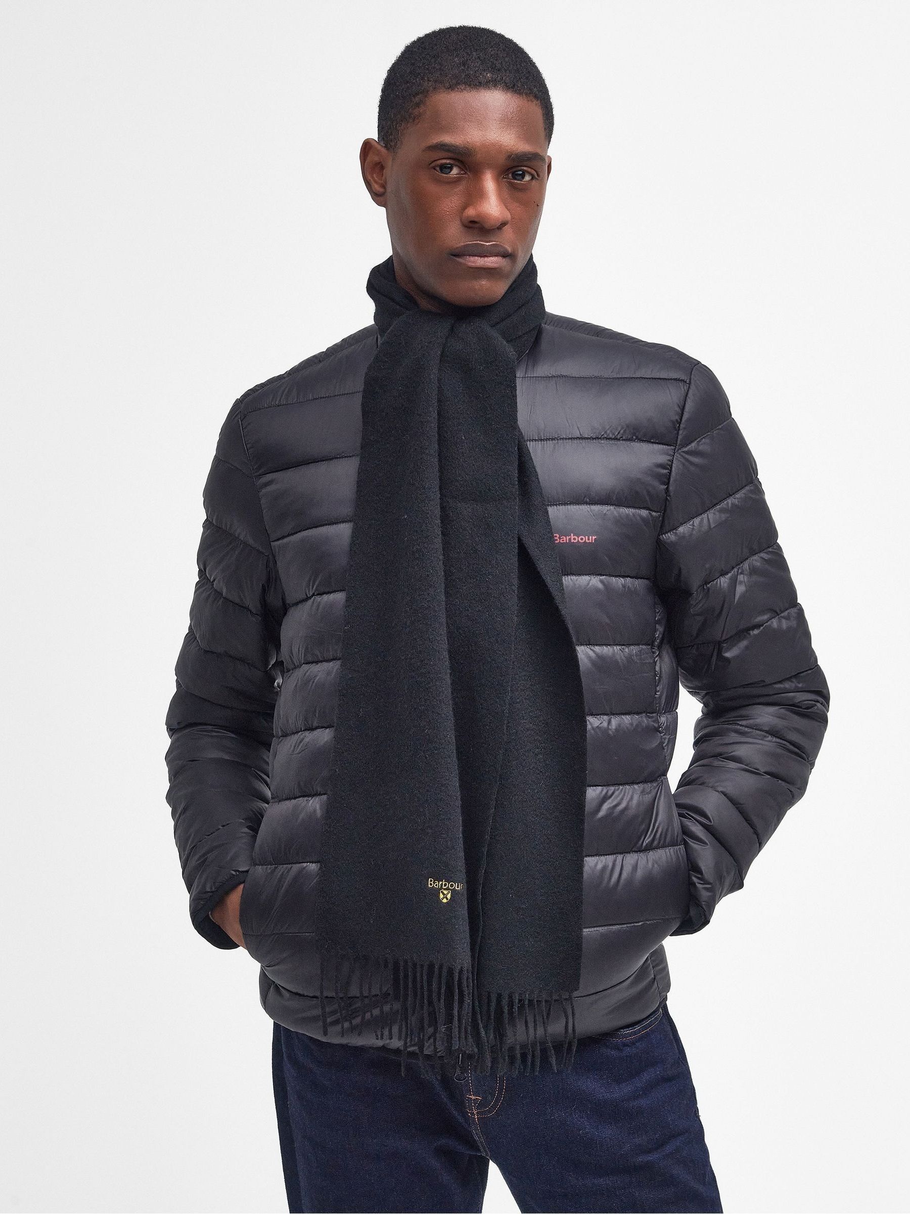 Buy Barbour Black Plain Lambswool Scarf from Next Malta