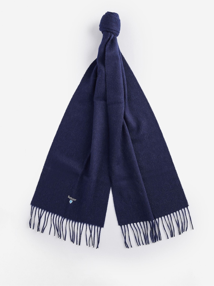 Barbour® Navy Plain Lambswool Scarf - Image 1 of 4