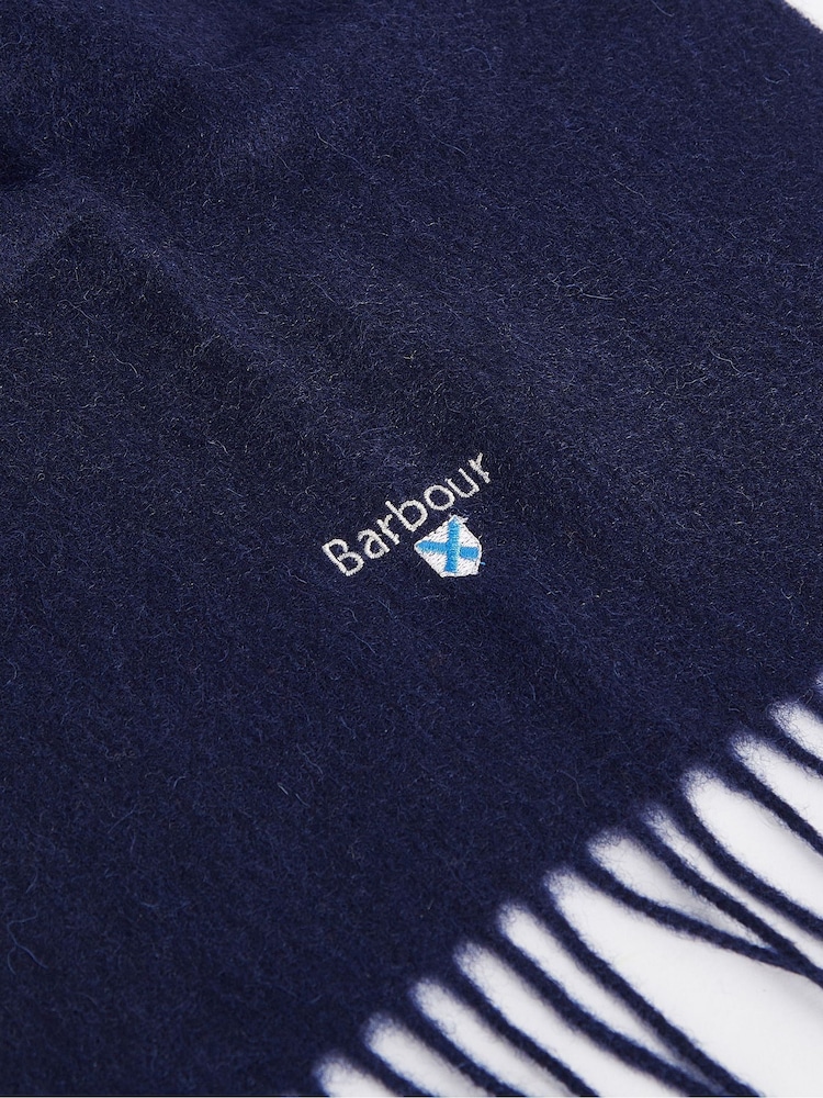 Barbour® Navy Plain Lambswool Scarf - Image 4 of 4