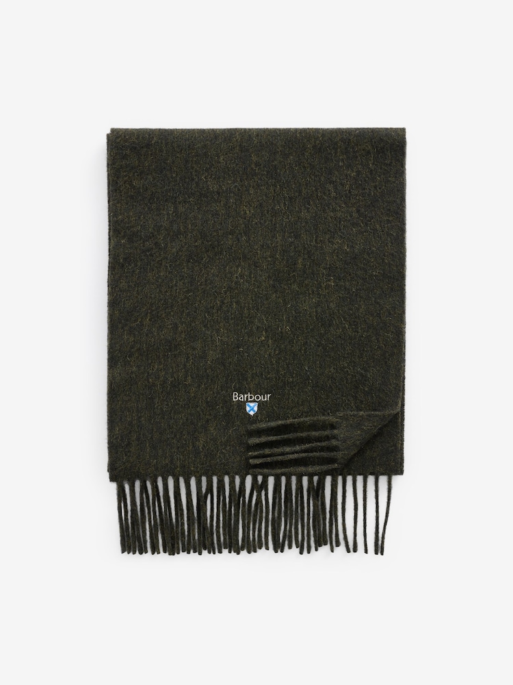Barbour® Green Plain Lambswool Scarf - Image 1 of 5