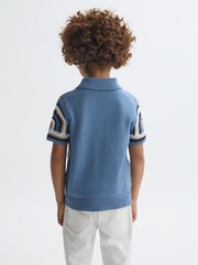 Reiss Blue Columbia Senior Crochet Cuban Collar Shirt - Image 5 of 6
