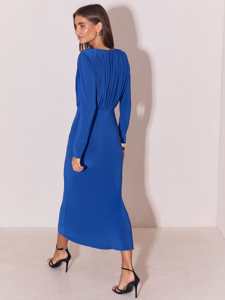 أزرق كوبالت - Lipsy Military Button Ruched Long Sleeve Midi Dress - صورة 5 من 5 أزرق كوبالت - Lipsy Military Button Ruched Long Sleeve Midi Dress - صورة 5 من 5