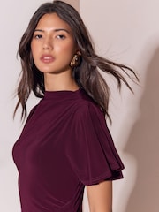 Lipsy Jersey Gold Hardware Tie Waist Detail Fit And Flare Midi Dress - Image 2 de 5