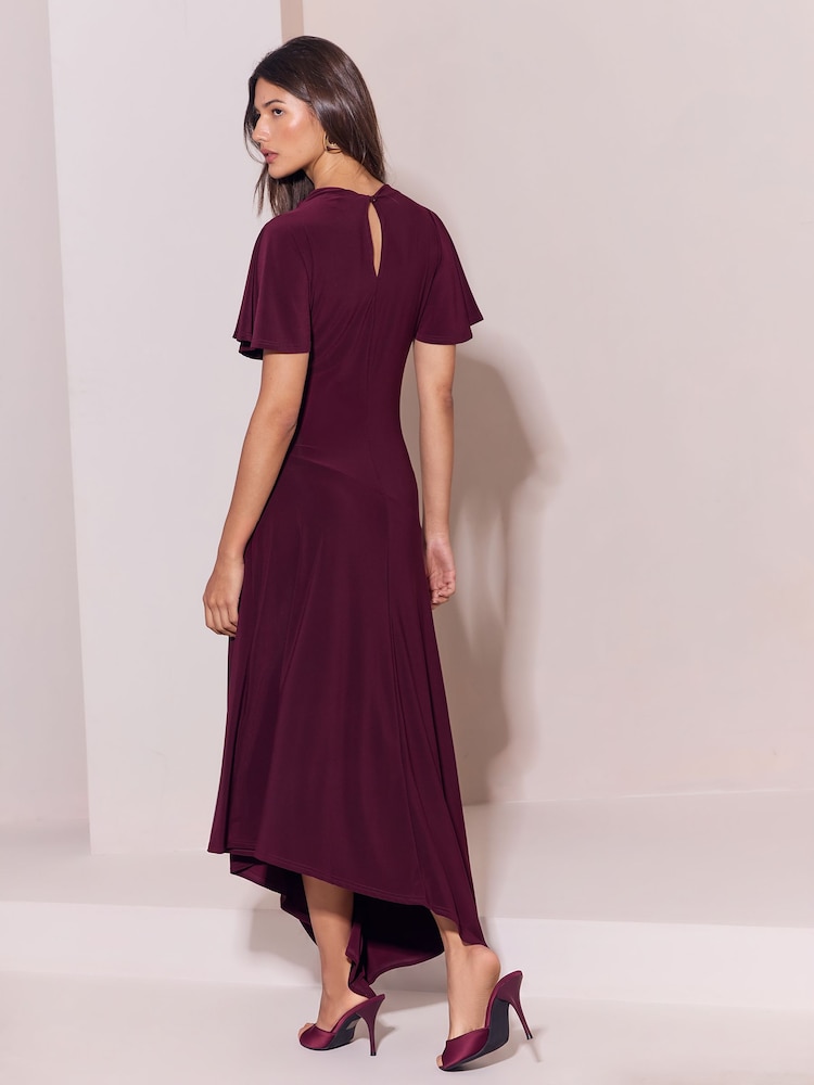 Lipsy Jersey Gold Hardware Tie Waist Detail Fit And Flare Midi Dress - Image 5 de 5
