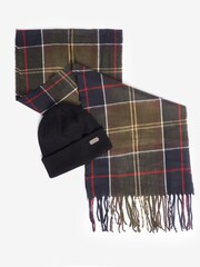 Barbour® Green Tartan Swinton Beanie Hat and Galingale Check Scarf Boxed Gift Set - Image 1 of 11