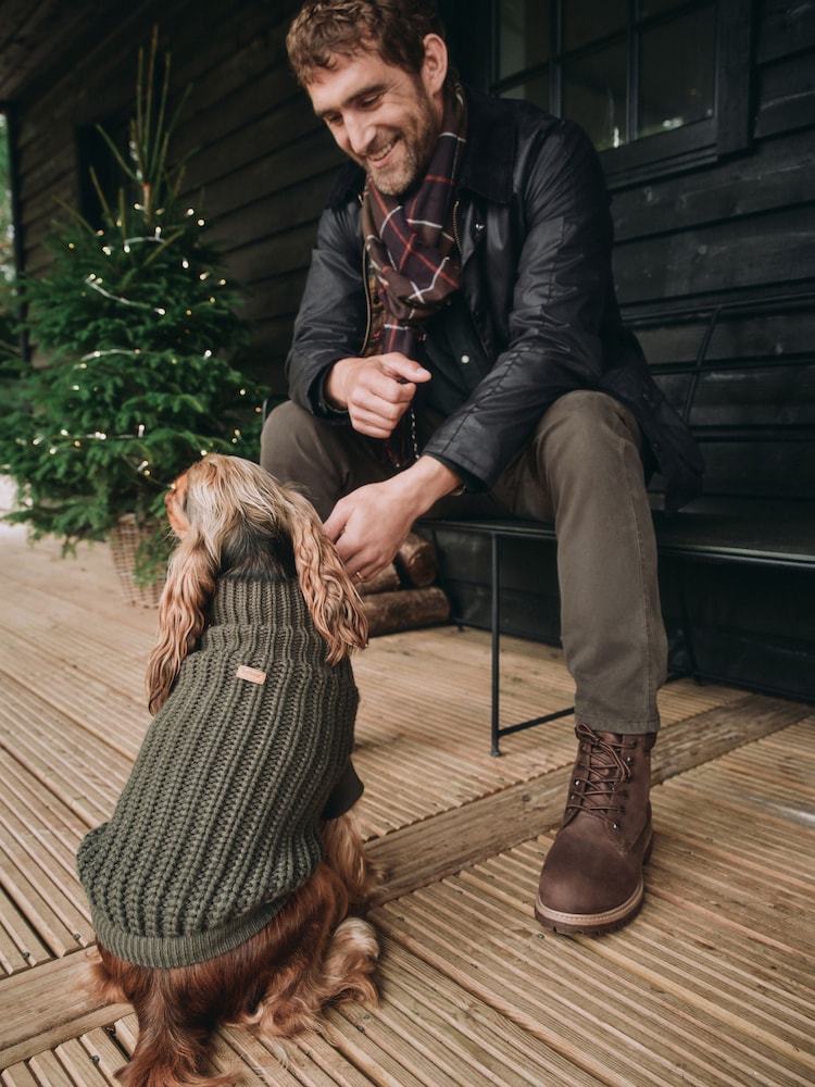 Barbour® Green Tartan Swinton Beanie Hat and Galingale Check Scarf Boxed Gift Set - Image 2 of 11
