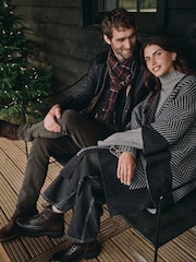 Barbour® Green Tartan Swinton Beanie Hat and Galingale Check Scarf Boxed Gift Set - Image 4 of 11