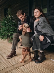 Barbour® Green Tartan Swinton Beanie Hat and Galingale Check Scarf Boxed Gift Set - Image 6 of 11