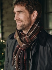 Barbour® Green Tartan Swinton Beanie Hat and Galingale Check Scarf Boxed Gift Set - Image 7 of 11