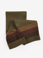 Barbour® Green Branton Beanie Hat and Scarf Boxed Gift Set - Image 1 of 4