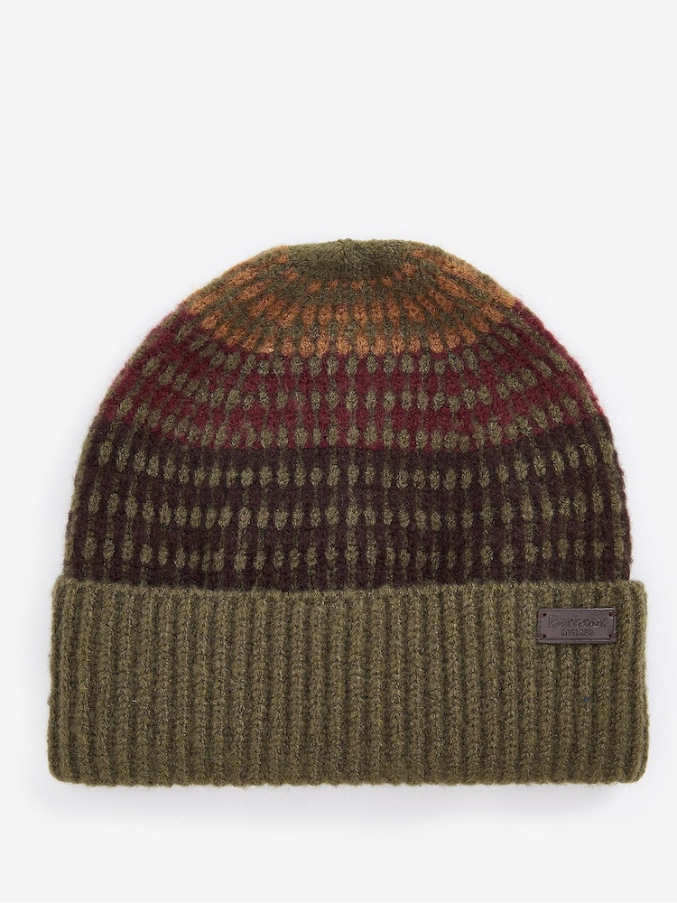 Barbour® Green Branton Beanie Hat and Scarf Boxed Gift Set - Image 2 of 4