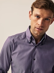 Purple Double Collar Regular Fit Trimmed Formal Shirt - Image 1 of 8