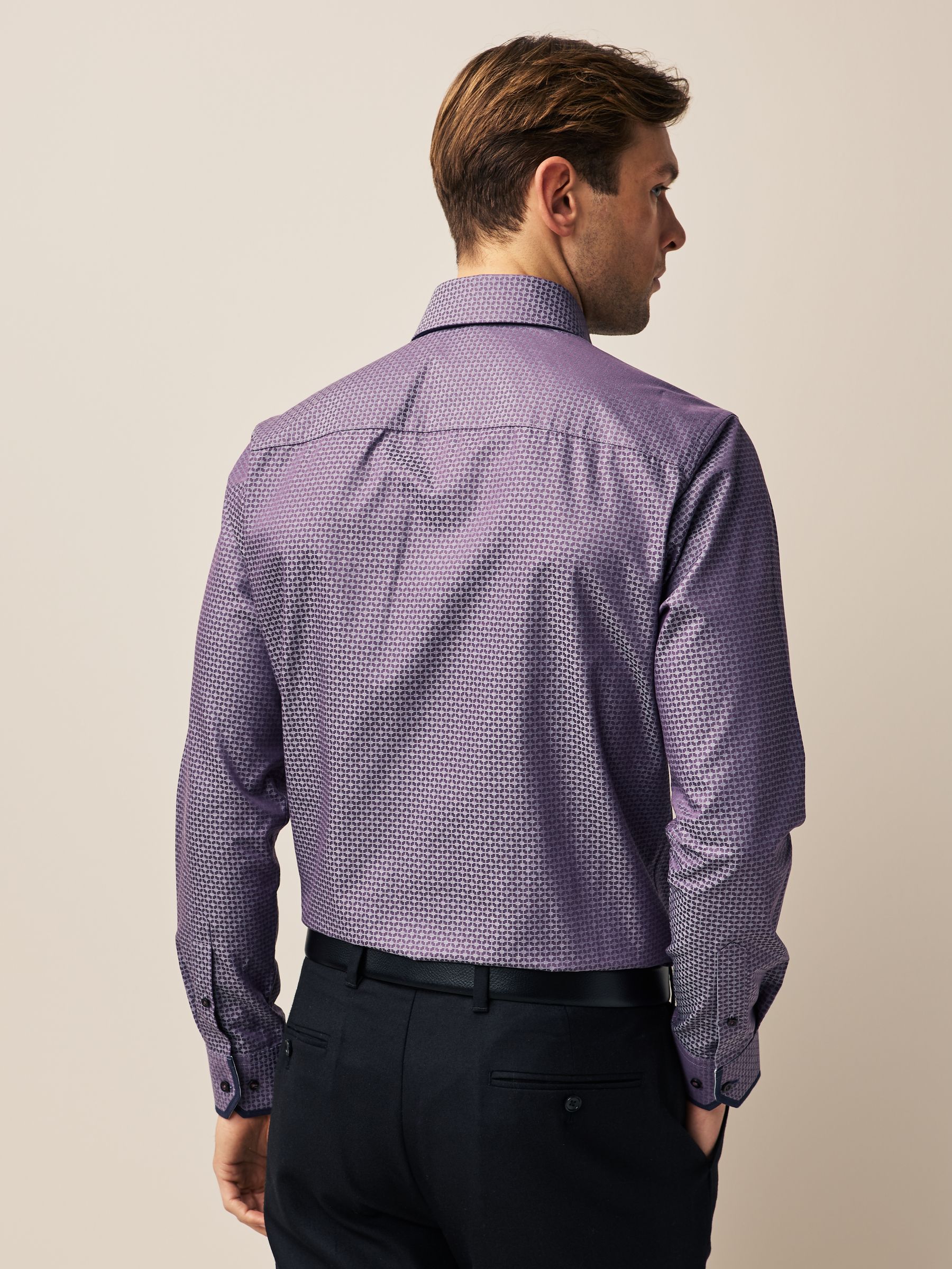 Buy Purple Double Collar Regular Fit Trimmed Formal Shirt