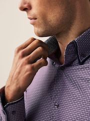 Purple Double Collar Regular Fit Trimmed Formal Shirt - Image 5 of 8