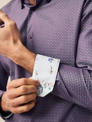 Purple Double Collar Regular Fit Trimmed Formal Shirt - Image 6 of 8