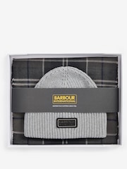 Barbour® International Sweeper Beanie Hat and Check Scarf Boxed Gift Set - Image 1 of 4