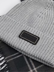 Barbour® International Sweeper Beanie Hat and Check Scarf Boxed Gift Set - Image 4 of 4