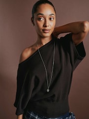 ONLY Brown 2/4 Sleeve Boatneck Knitted Top - Image 1 of 5