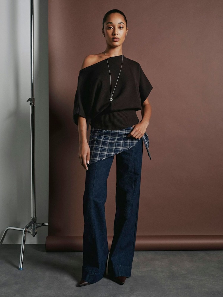 ONLY Brown 2/4 Sleeve Boatneck Knitted Top - Image 2 of 5 ONLY Brown 2/4 Sleeve Boatneck Knitted Top - Image 2 of 5