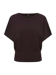 ONLY Brown 2/4 Sleeve Boatneck Knitted Top - Image 3 of 5