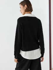 Black Gem Button Supersoft Knitted Long Sleeve Shirt Layer Jumper - Image 4 of 8