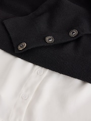 Black Gem Button Supersoft Knitted Long Sleeve Shirt Layer Jumper - Image 7 of 8