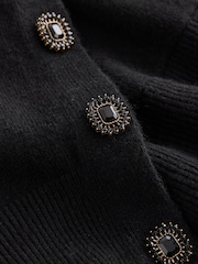 Black Gem Button Supersoft Knitted Long Sleeve Shirt Layer Jumper - Image 8 of 8