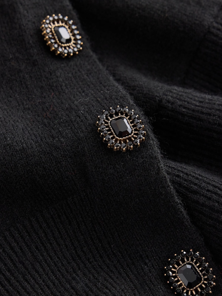Black Gem Button Supersoft Knitted Long Sleeve Shirt Layer Jumper - Image 8 of 8 Black Gem Button Supersoft Knitted Long Sleeve Shirt Layer Jumper - Image 8 of 8