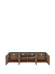 AVF Prometheus TV Stand with Gold Metal Legs and Black Glass Top - Larawan 4 ng 5