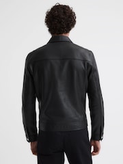 Reiss Black Carp Leather Zip Through Jacket - Image 4 of 4