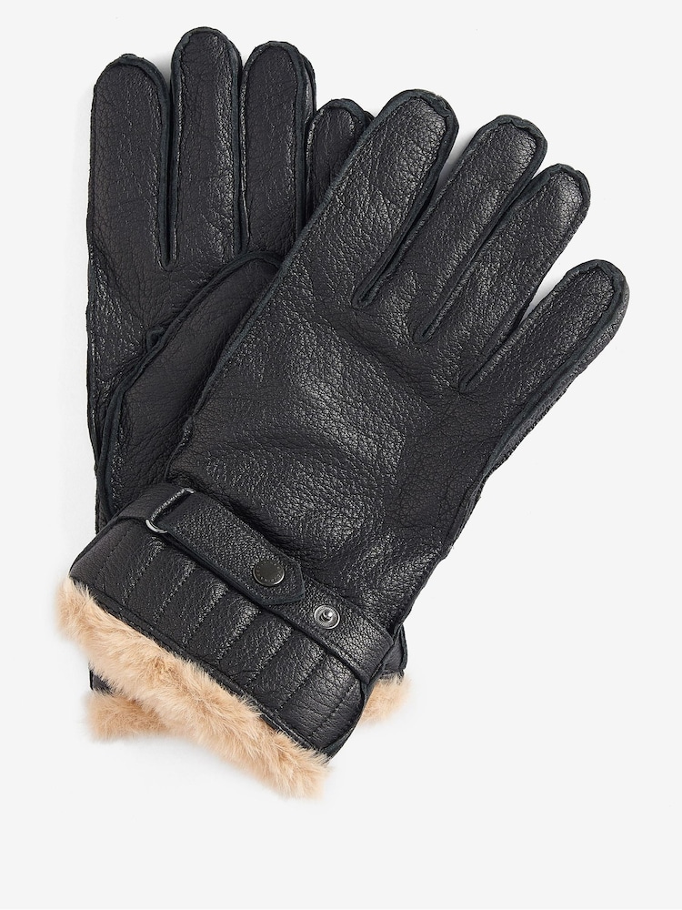 Barbour® Black Leather Utility Gloves - Image 1 of 4 Barbour® Black Leather Utility Gloves - Image 1 of 4