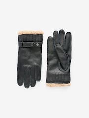 Barbour® Black Leather Utility Gloves - Image 2 of 4