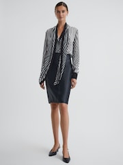 Reiss Black/White Gabbi Check Tie Neck Blouse - Image 1 of 5
