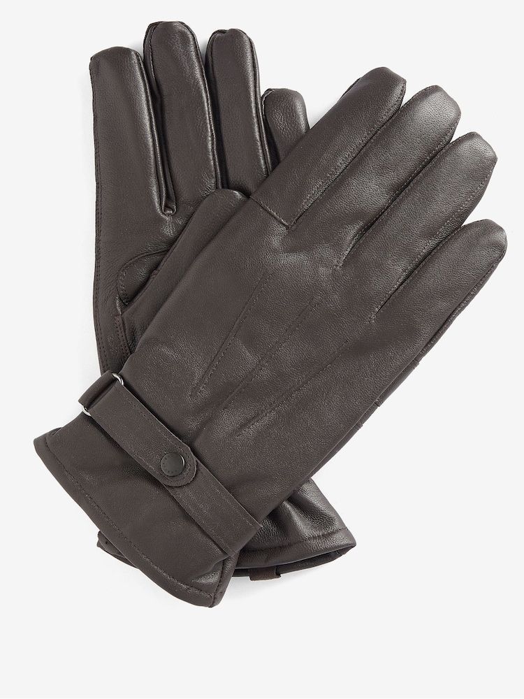 Barbour® Dark Brown Burnished Leather Thinsulate Gloves - Image 1 of 2