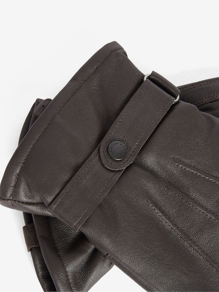 Barbour® Dark Brown Burnished Leather Thinsulate Gloves - Image 2 of 2