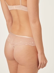 Light Pink Thong Microfibre And Lace Knickers - Image 1 of 4
