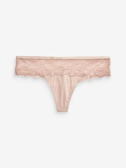 Light Pink Thong Microfibre And Lace Knickers - Image 4 of 4