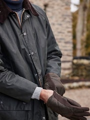 Barbour Olive Green Winterdale Quilted Wax Gloves - Image 3 of 3