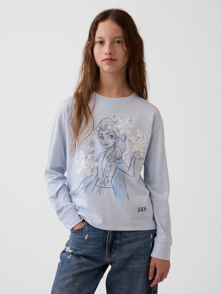 Ceriņkrāsas Frozen - Liela izmēra, apvelkams, fliteriem rotāts T-krekls ar Gap logotipu (4–13gadi) - Attēls 1 no 4