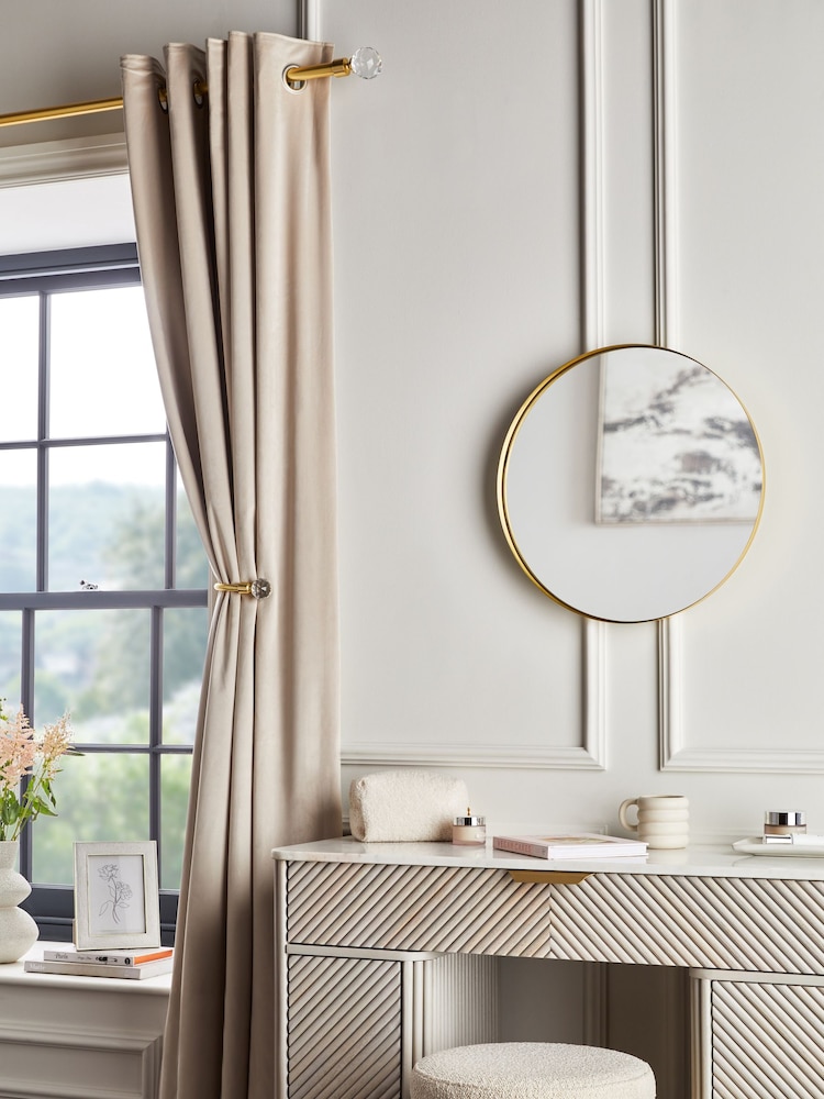 Natural Oatmeal Matte Velvet Blackout/Thermal Curtains - Image 7 of 8