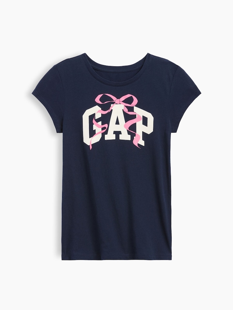 Gap Navy Bow Graphic Short Sleeve T-Shirt (4-13yrs) - Image 1 of 3 Gap Navy Bow Graphic Short Sleeve T-Shirt (4-13yrs) - Image 1 of 3