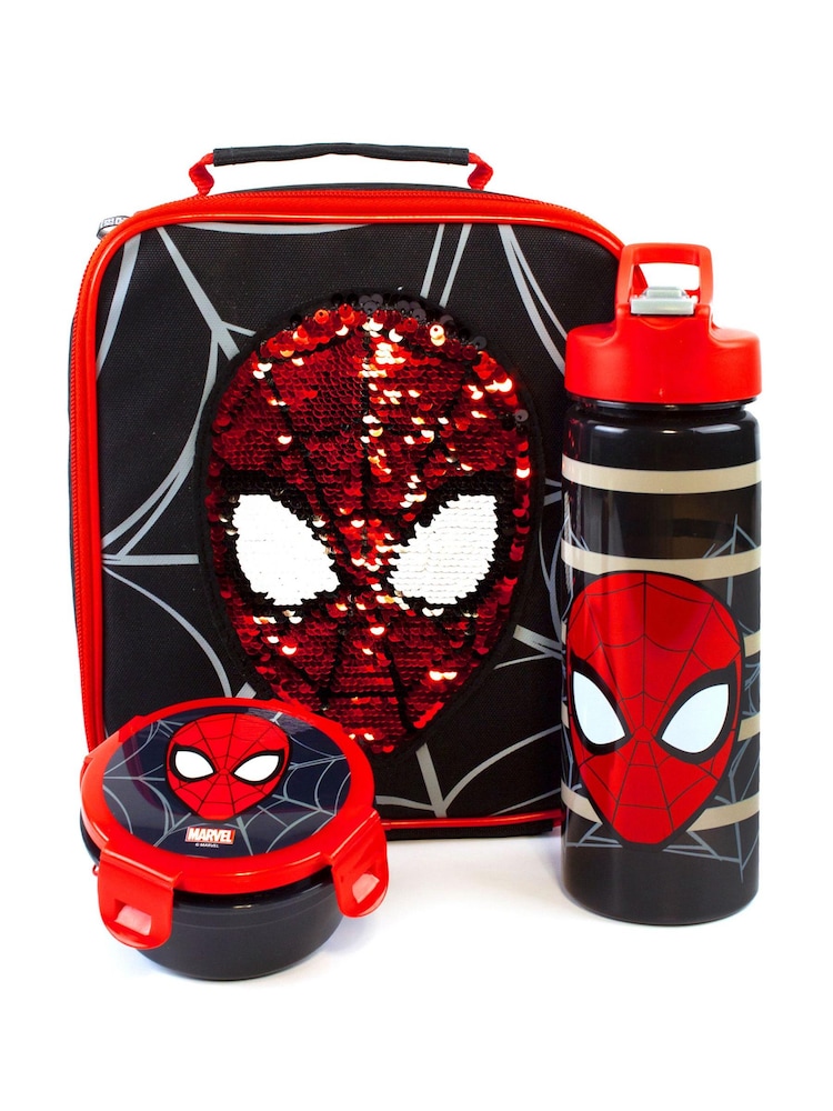 Vanilla Underground Black Marvel Boys Spider-Man Lunch Bag Bottle And Snack Pot - Image 1 of 3 Vanilla Underground Black Marvel Boys Spider-Man Lunch Bag Bottle And Snack Pot - Image 1 of 3