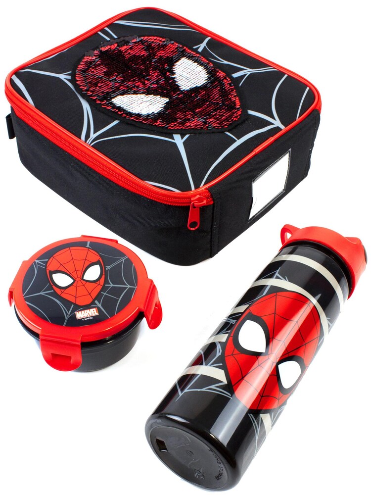Vanilla Underground Black Marvel Boys Spider-Man Lunch Bag Bottle And Snack Pot - Image 3 of 3 Vanilla Underground Black Marvel Boys Spider-Man Lunch Bag Bottle And Snack Pot - Image 3 of 3