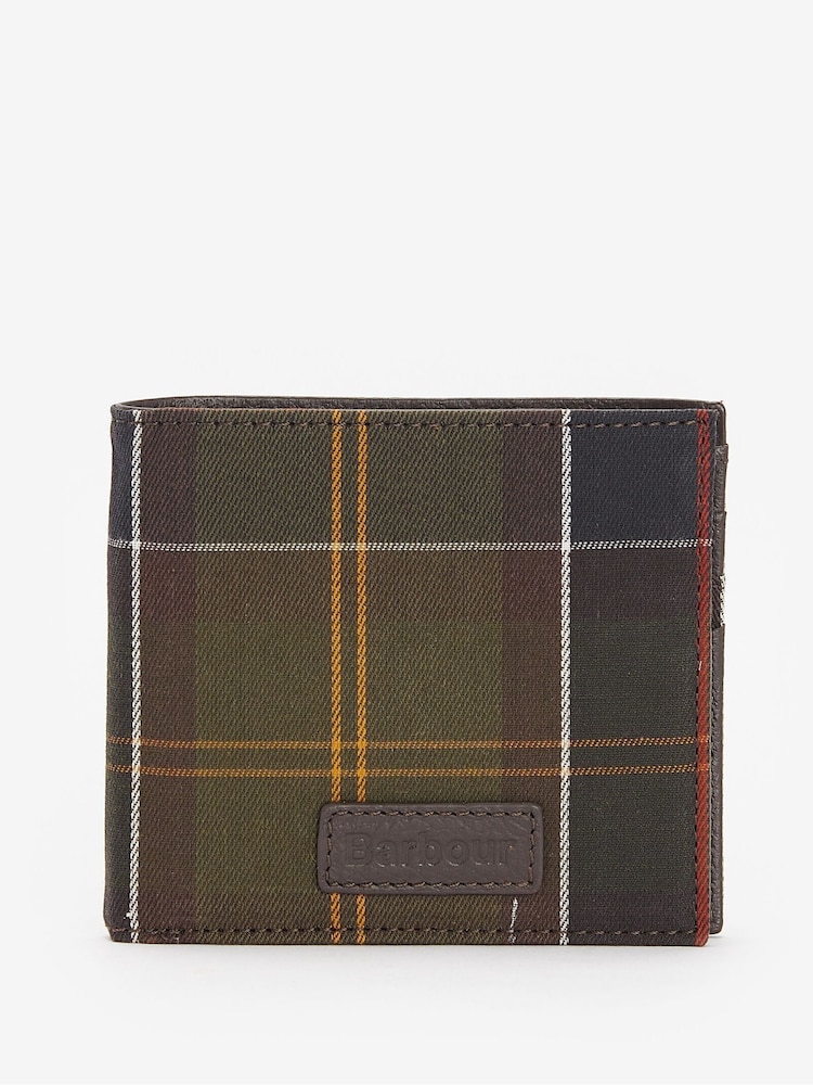 Barbour® Brown Tartan BiFold 100% Cotton Wallet - Image 1 of 4