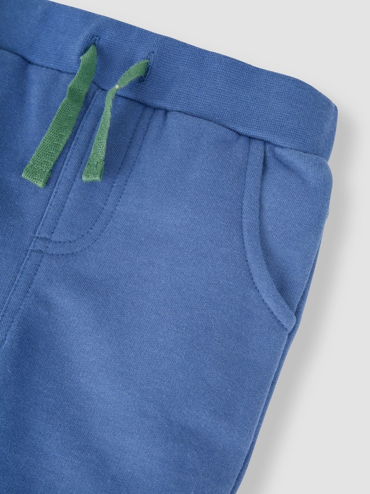 JoJo Maman Bébé Khaki Green & Blue 100% Cotton Joggers 2 Pack - Image 4 of 5